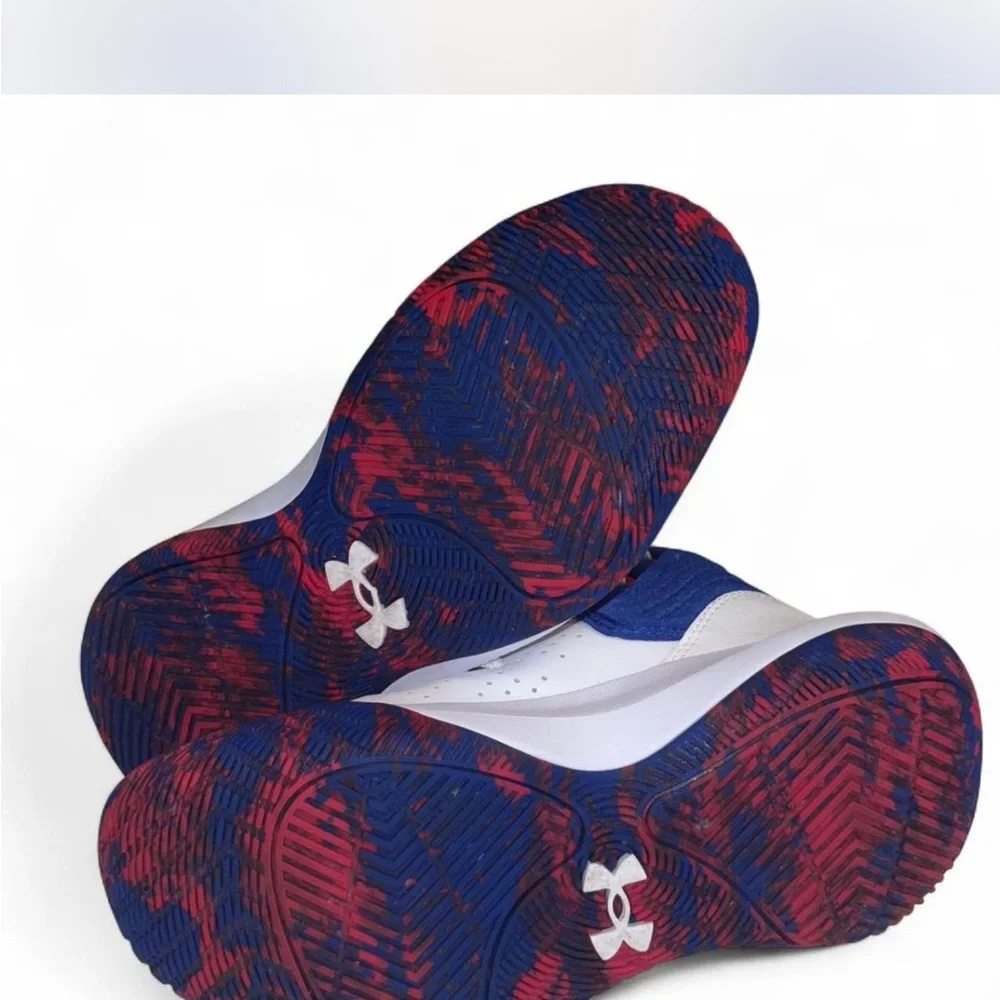 Under Armour Kids White and Blue Sneakers